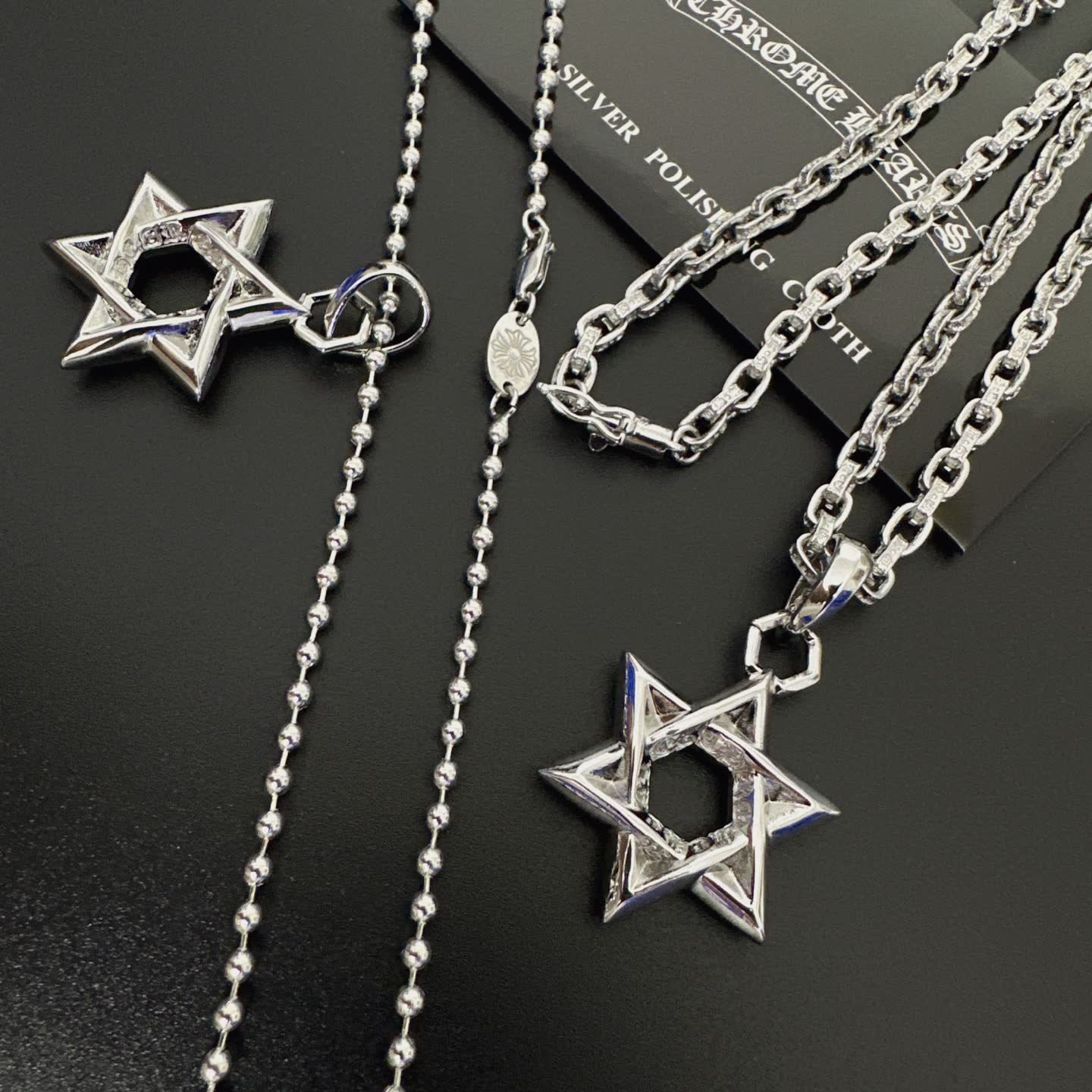 Chrome Hearts Silver Star of David Pendant Necklace